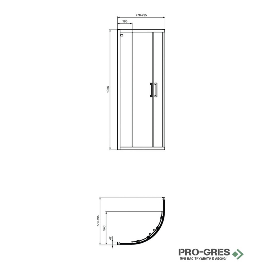Заоблена душ кабина 80x80cm Ideal Standart Connect 2 K9250ЕО
