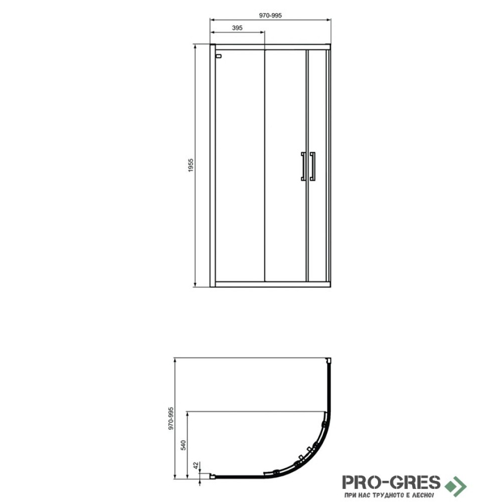 Душ кабина овална Connect 2 сребро 100x100cm Ideal Standart K9252ЕО