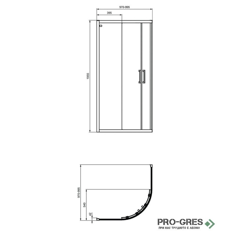 Душ кабина овална Connect 2 сребро 100x100cm Ideal Standart K9252ЕО
