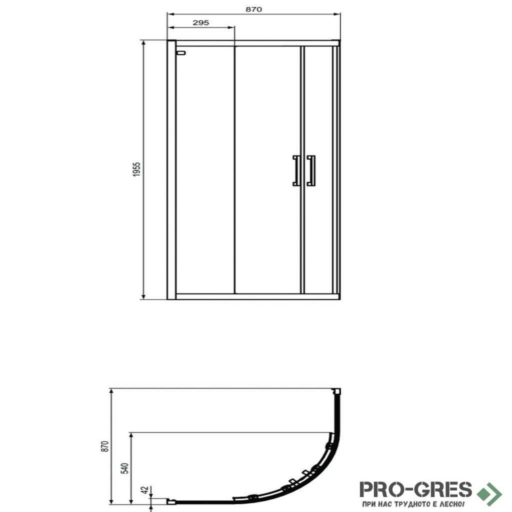 Заоблена душ кабина 90x90cm Ideal Standart Connect 2 K9251ЕО