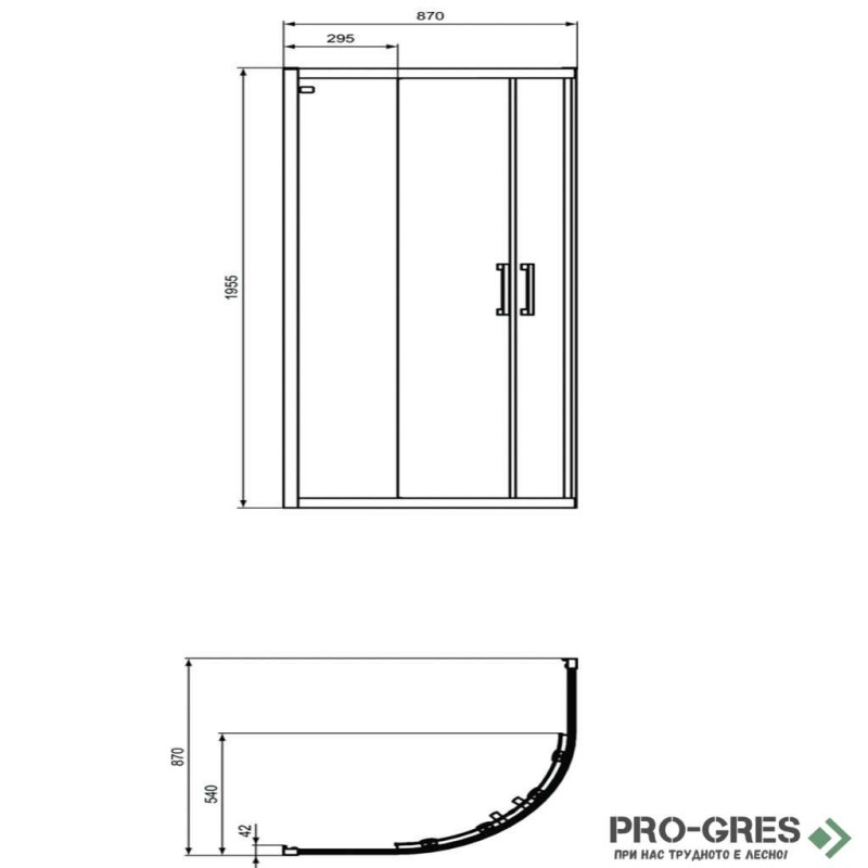 Заоблена душ кабина 90x90cm Ideal Standart Connect 2 K9251ЕО