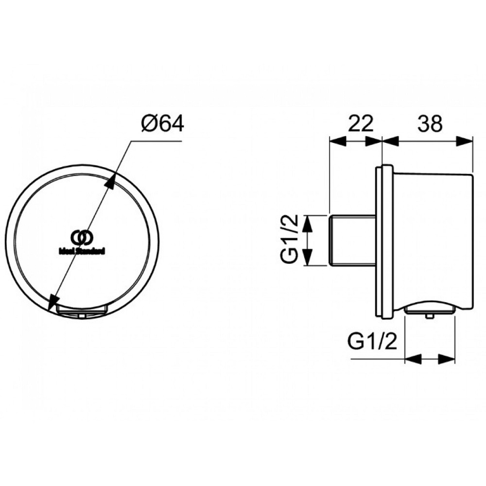 Стенно коляно, цвят розе, Ideal Standart, BC808RO