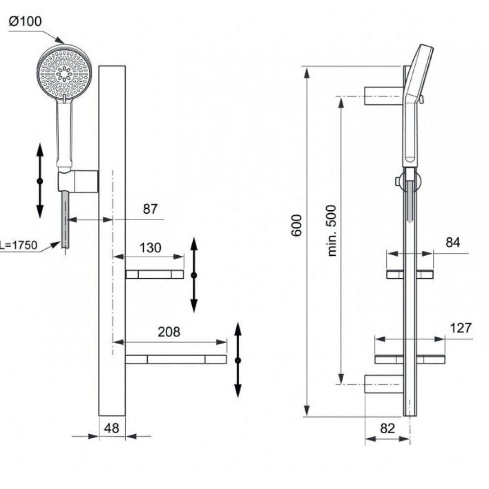 Душ комплект Idealrain ALU+с полици,Ideal Standart,BD586XG