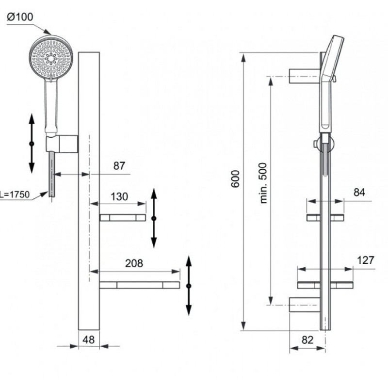 Душ комплект Idealrain ALU+с полици,Ideal Standart,BD586XG