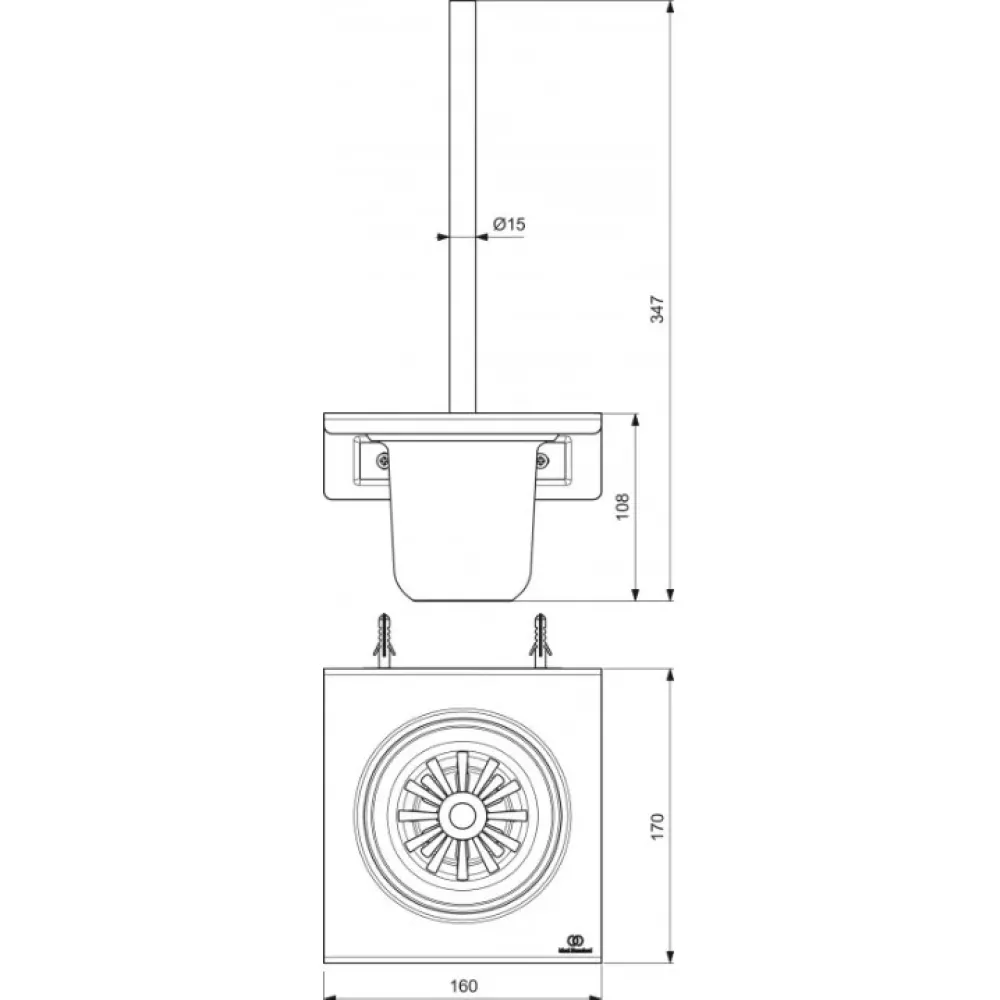 ALU+ четка за WC с държач, конзолна (за монтаж на стена), цвят розе BD593RO