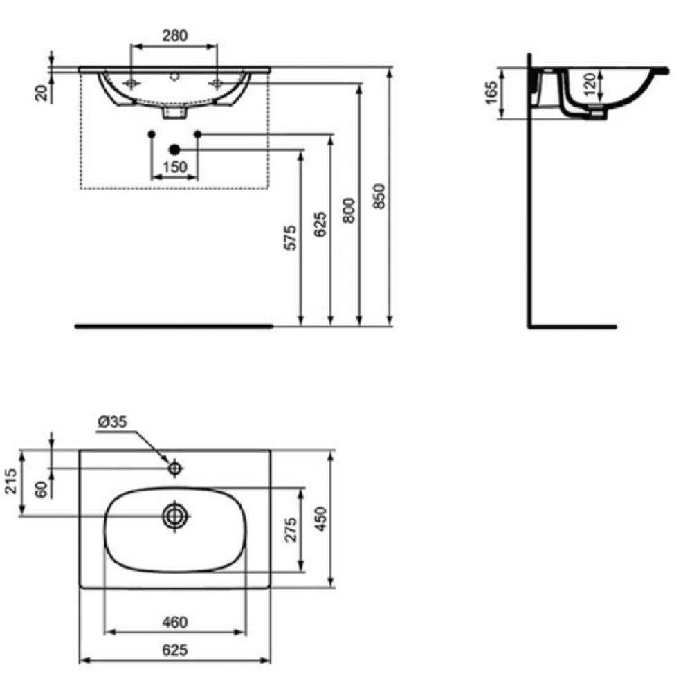 Шкаф с мивка 60 cm и мивка за мебел 63 cm, Ideal Standart, T0050ZT, T3510V3
