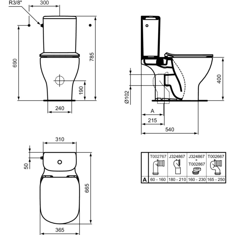 Моноблок с комбинирано оттичане, AQUABLADE IDEAL STANDARD TESI T033601