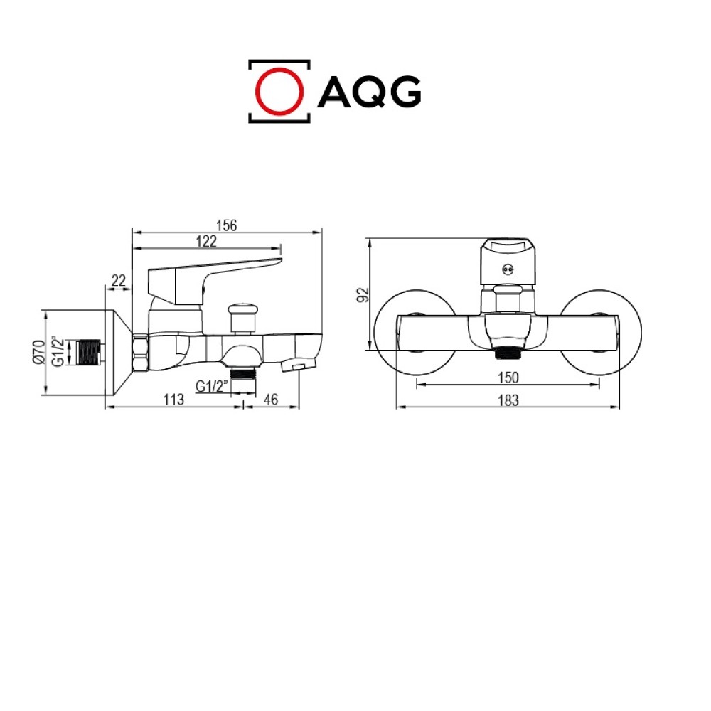 СМЕСИТЕЛ ВАНА/ДУШ  ХРОМ AQG LILE 01LIL401CR