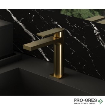 Едноръкохватков смесител за мивка, драскано злато/Brushed gold AQG ALPHA 01ALP100OC