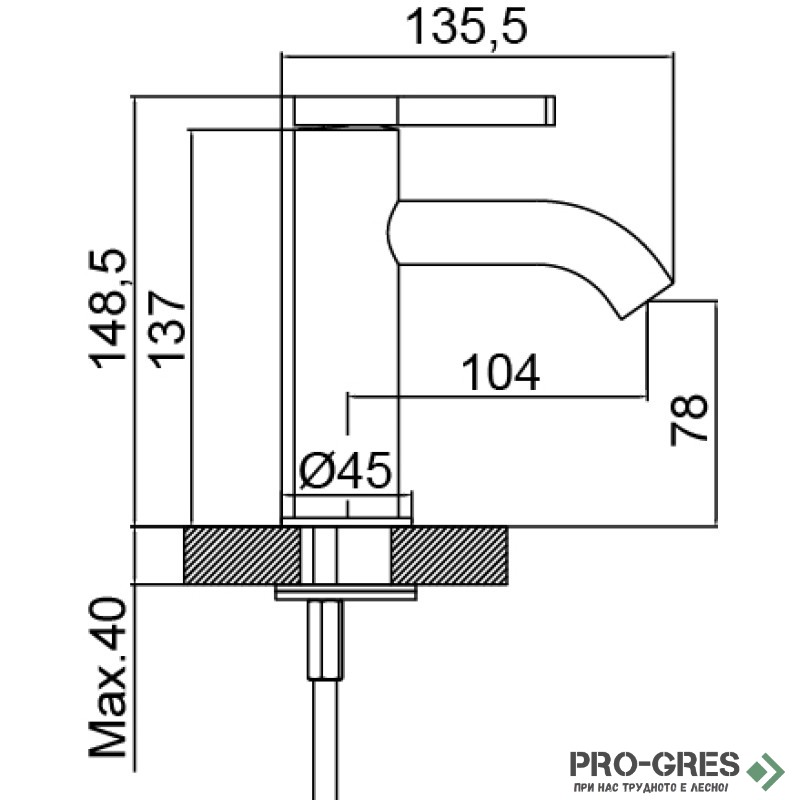 Смесител за мивка драскано злато AQG Urban Flow 01URF100OC