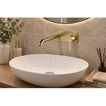 Стенен смесител за вграждане за мивка драскано злато AQG URBAN FLOW ONE 01URF170OC Стенен смесител за вграждане за мивка драскано злато AQG URBAN FLOW ONE 01URF170OC