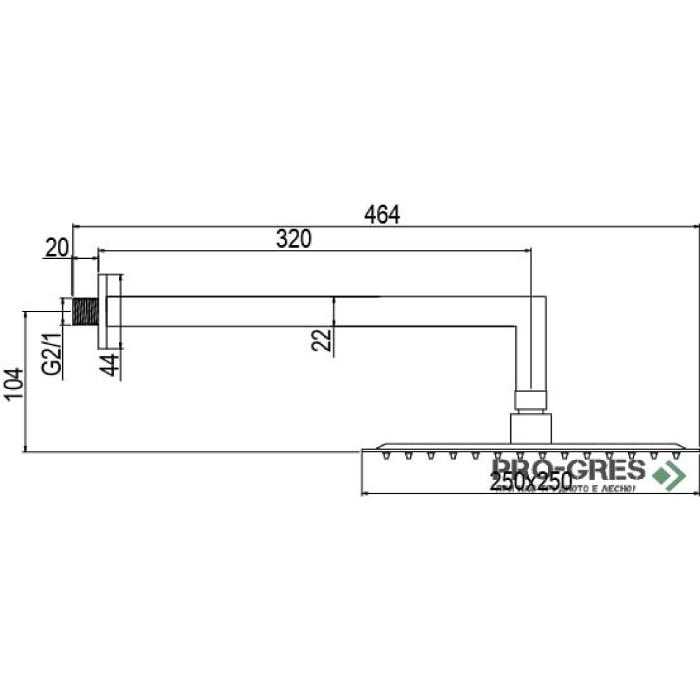 Душ система с чучур,слим пита 25х25см, драскано злато AQG Alpha Therm 19ALPEC32209
