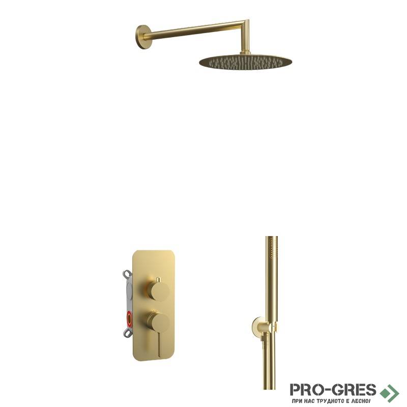 Душ система за вграждане драскано злато AQG KIT URBAN FLOW ER236 OC 19URFER23609
