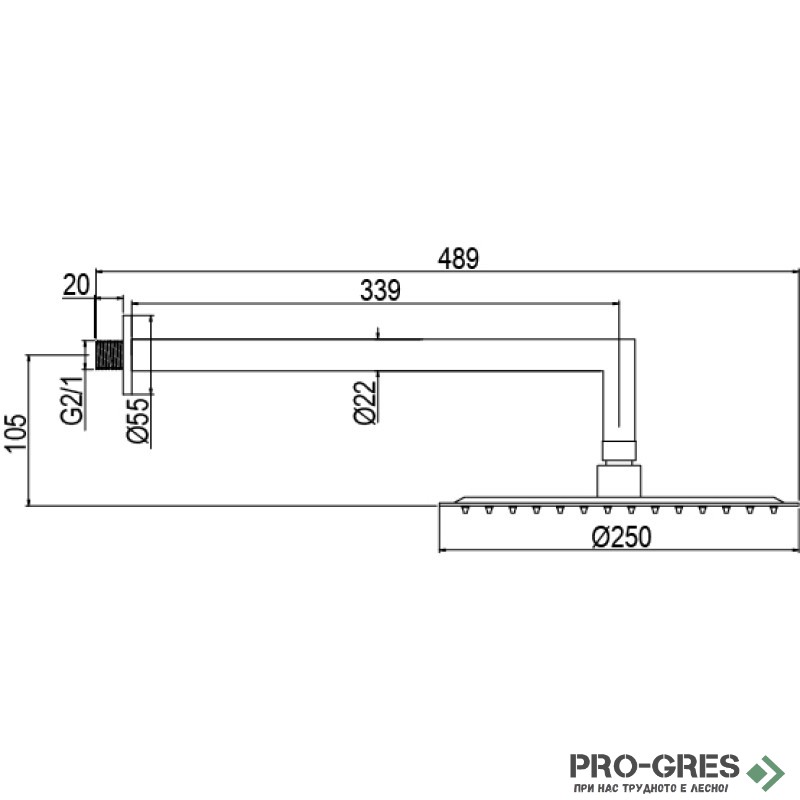 Душ система за вграждане драскано злато AQG KIT URBAN FLOW ER236 OC 19URFER23609