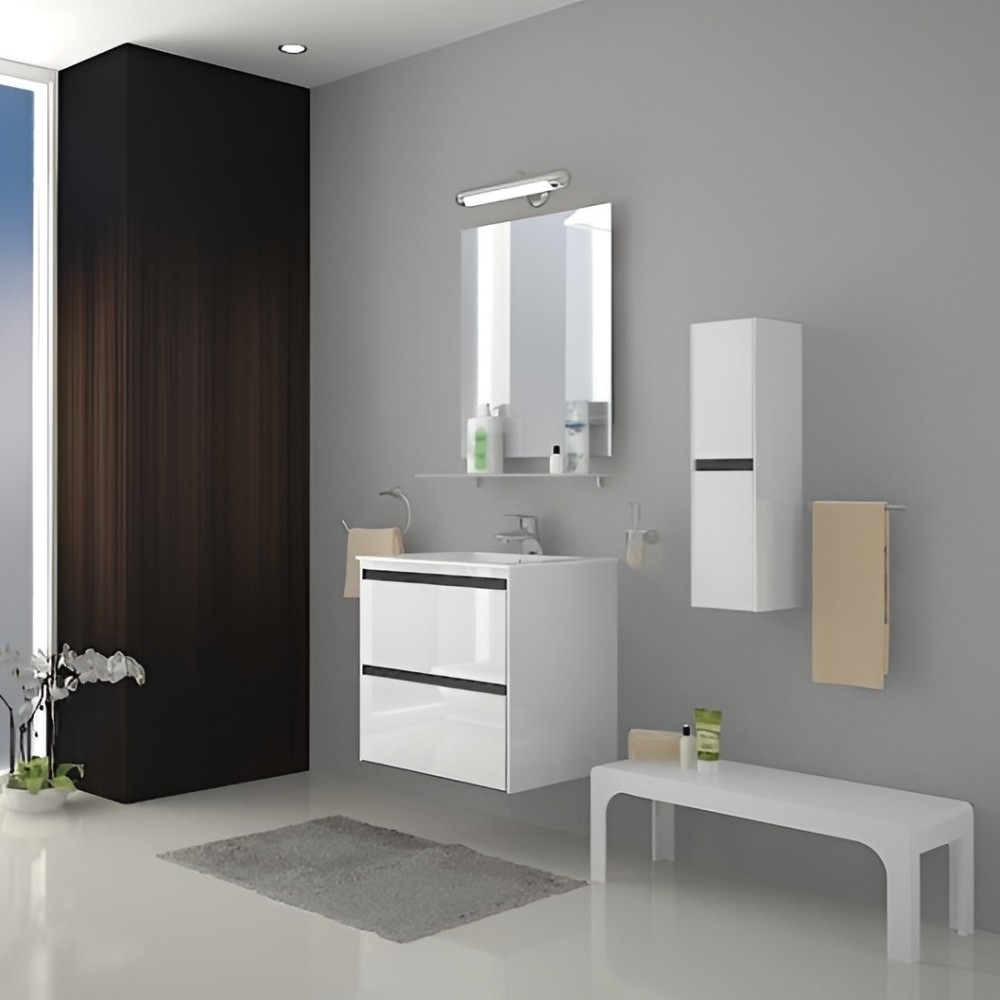 Долен шкаф за баня Beranjena 55x45х63см,бял/опция цвят по RAL, PVC две чекмеджета AR055F Arvipo