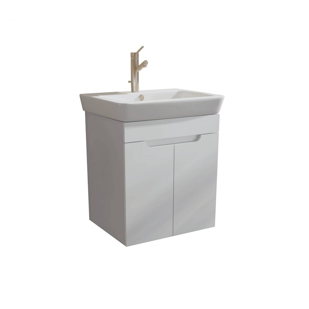Долен шкаф за баня с мивка Roca Caserta 50-55-60x45х63см,бял/опция цвят по RAL, PVC две врати AR 105 R2 Arvipo