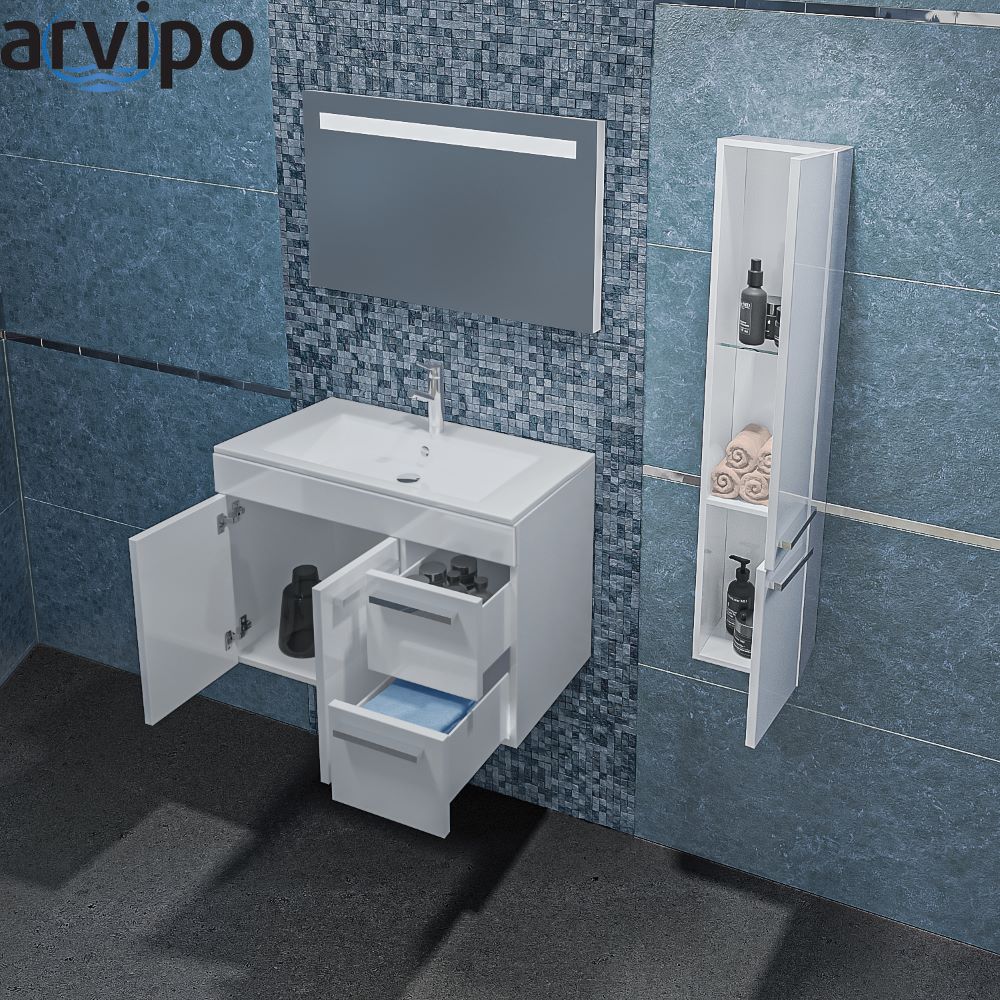 Долен шкаф за баня ,бял/RAL, PVC две чекмеджета,две врати DEANO ARVIPO AR080F