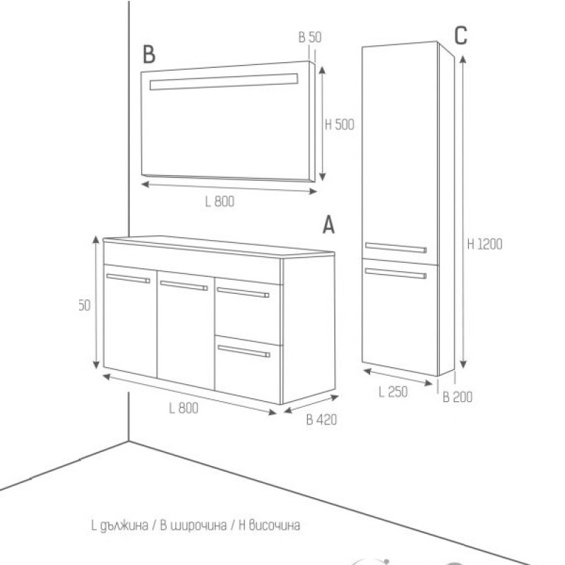 Огледало за баня с LED осветлние 80x5x55см DEANO ARVIPO AR080M