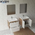 Долен шкаф за баня с мивка 60х44х60см бял/дървесен, PVC две чекмеджета LUXURY ARVIPO