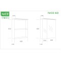 Горен Шкаф PVC с LED осветление бял/опция цвят по RAL,oгледални врати NICE Arvipo