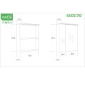 Горен Шкаф PVC с LED осветление бял/опция цвят по RAL,oгледални врати NICE Arvipo