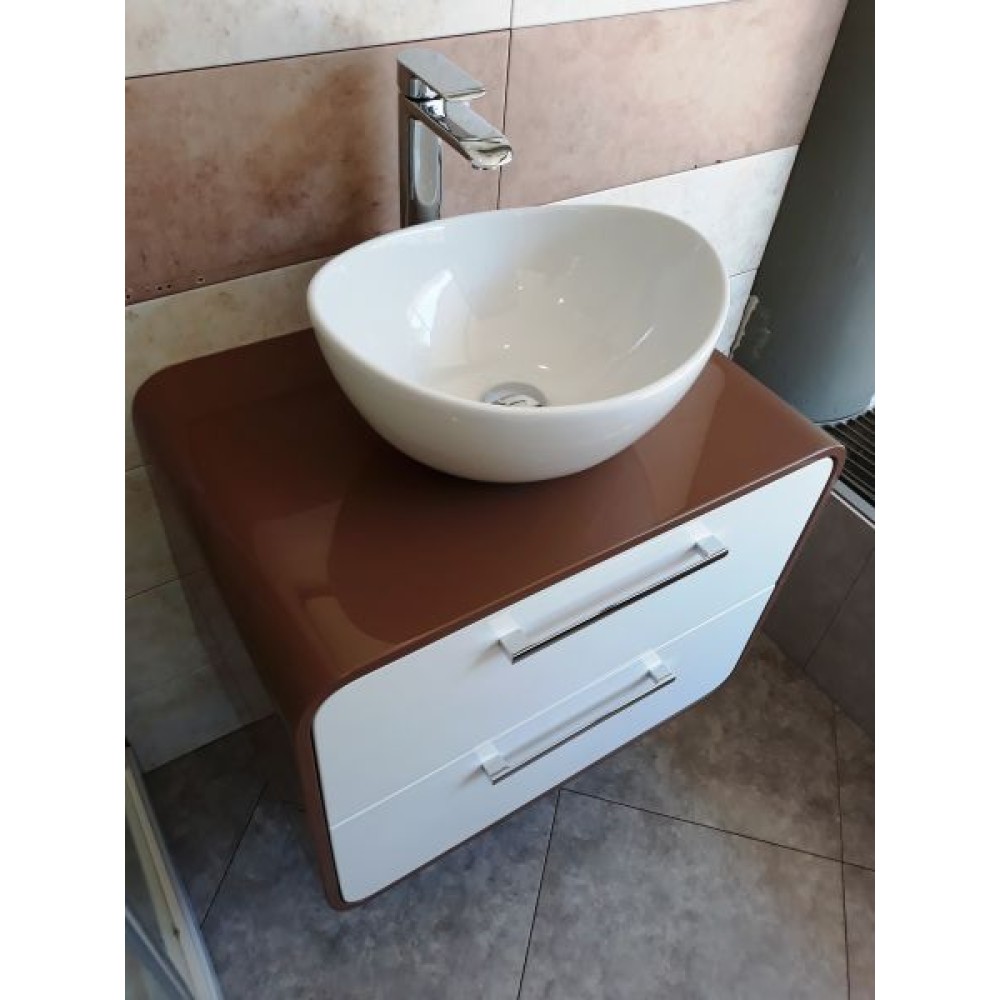 Долен шкаф за баня с мивка бял/дървесен/RAL, PVC чекмдже OVAL ARVIPO