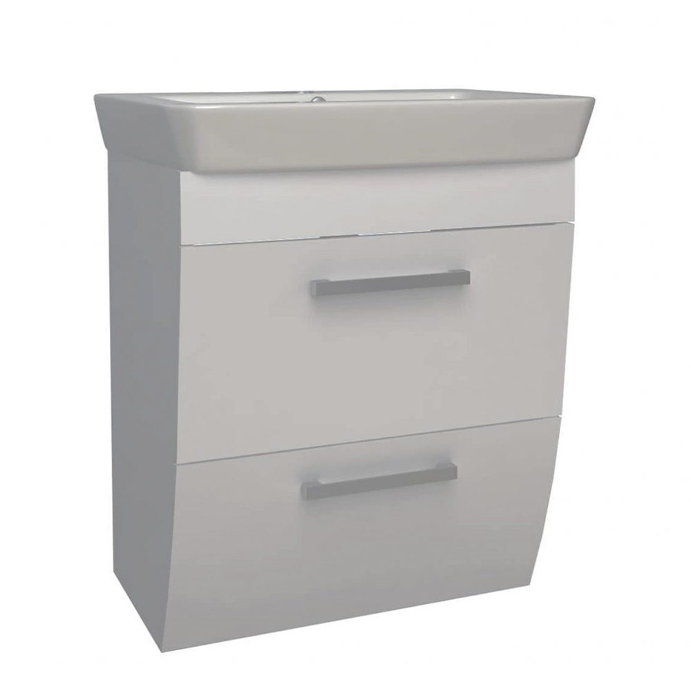 Долен шкаф за баня с мивка ROCA Caserta 55/60x45х65см,бял/опция цвят по RAL, PVC две чекмеджета ROUND Arvipo AR155F