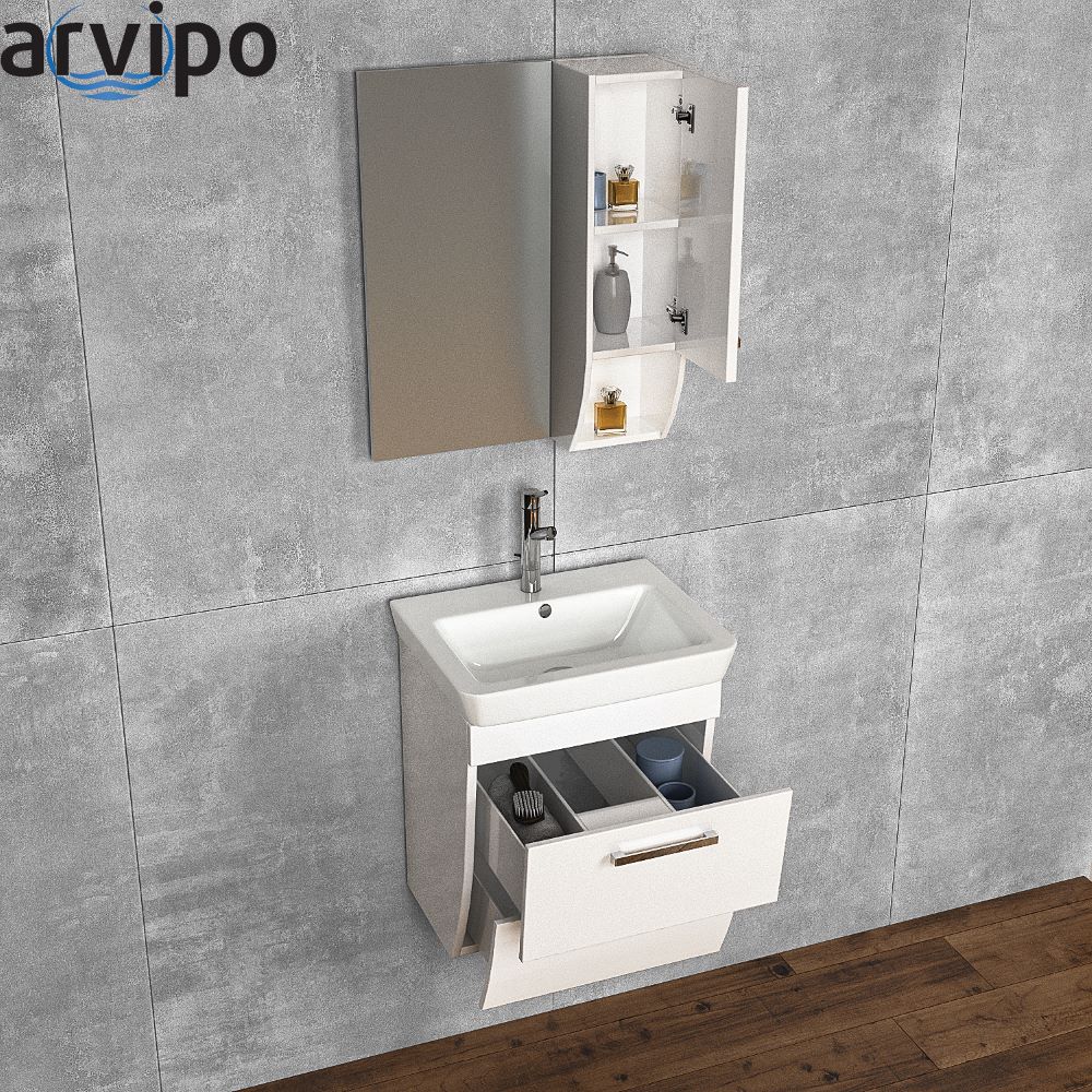 Горен Шкаф ,PVC бял/опция цвят по RAL,oгледално и колона ROND Arvipo AR155М