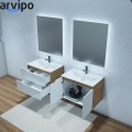Долен шкаф за баня с мивка бял/дървесен, PVC две врати SHARP ARVIPO