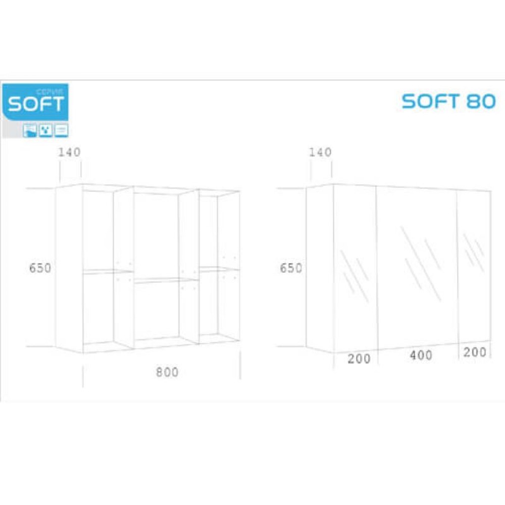 Горен Шкаф PVC бял/опция цвят по RAL,oгледални врати Soft Arvipo