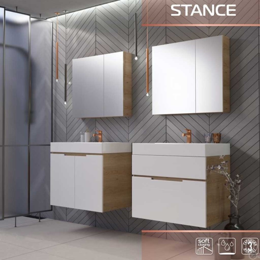 Горен Шкаф oгледалени врати70х15х65см бял/дървесен PVC STANCE Arvipo