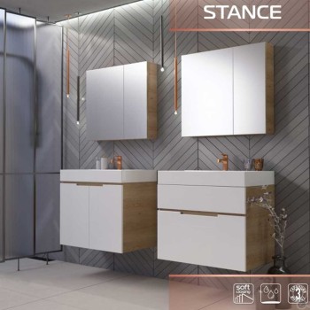 Горен Шкаф oгледалени врати70х15х65см бял/дървесен PVC STANCE Arvipo