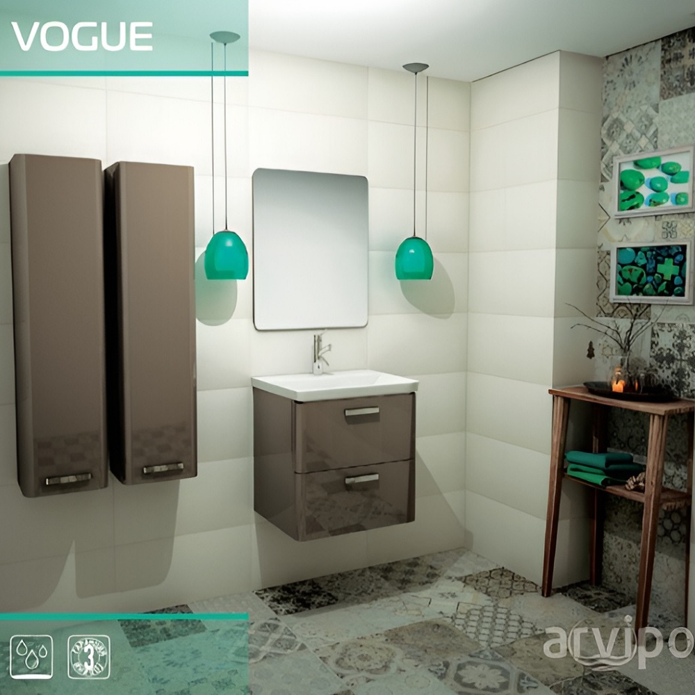 Долен шкаф за баня с мивка,бял/опция цвят по RAL, PVC две врати VOGUE Arvipo