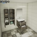 Долен шкаф за баня с мивка,бял/опция цвят по RAL, PVC две врати VOGUE Arvipo