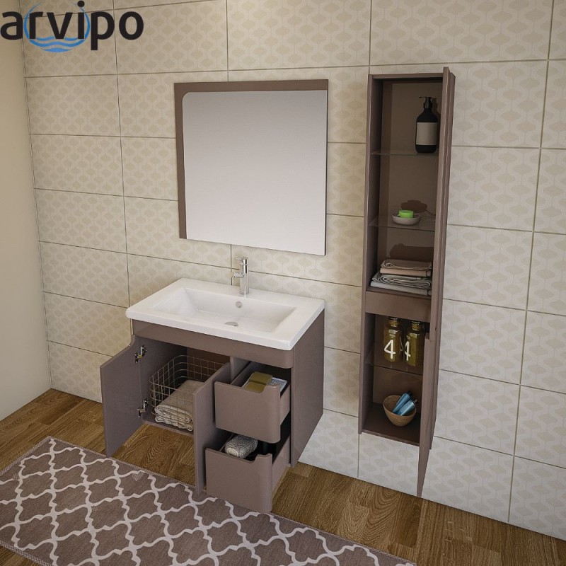 Конзолна колона за баня 30х25х150 см, PVC, бяла/цвят по RAL,две врати, WAVE ARVIPO