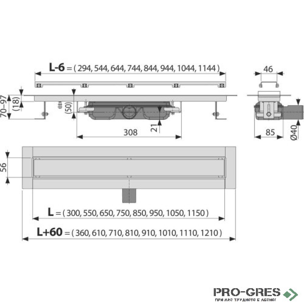 Линеен сифонс решетка за вгр. настилка ALCA MARBLE APZ115