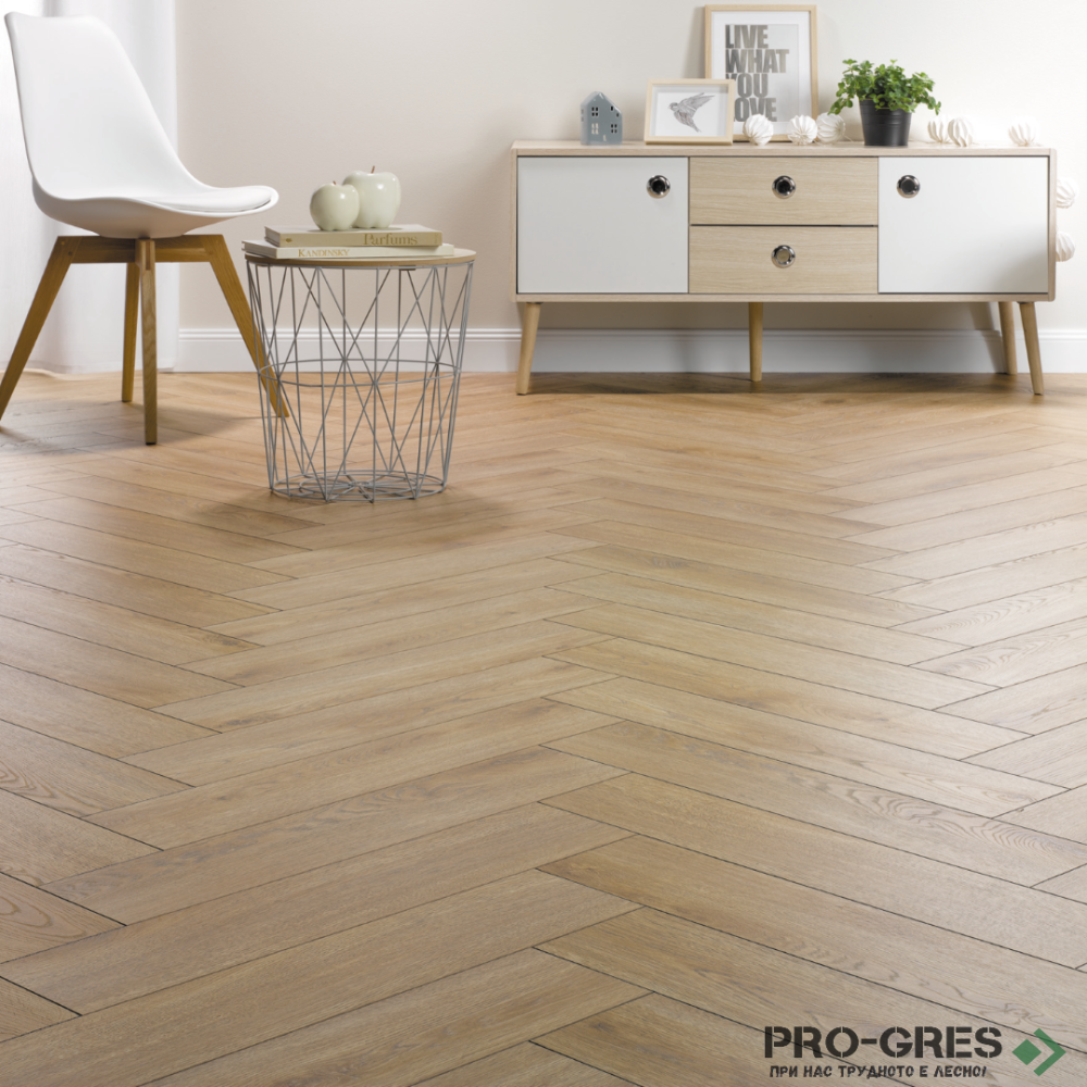Ламиниран паркет Alsafloor Рибена Кост  Herringbone 4V 535 Пралийн 12мм / 33 клас 4V