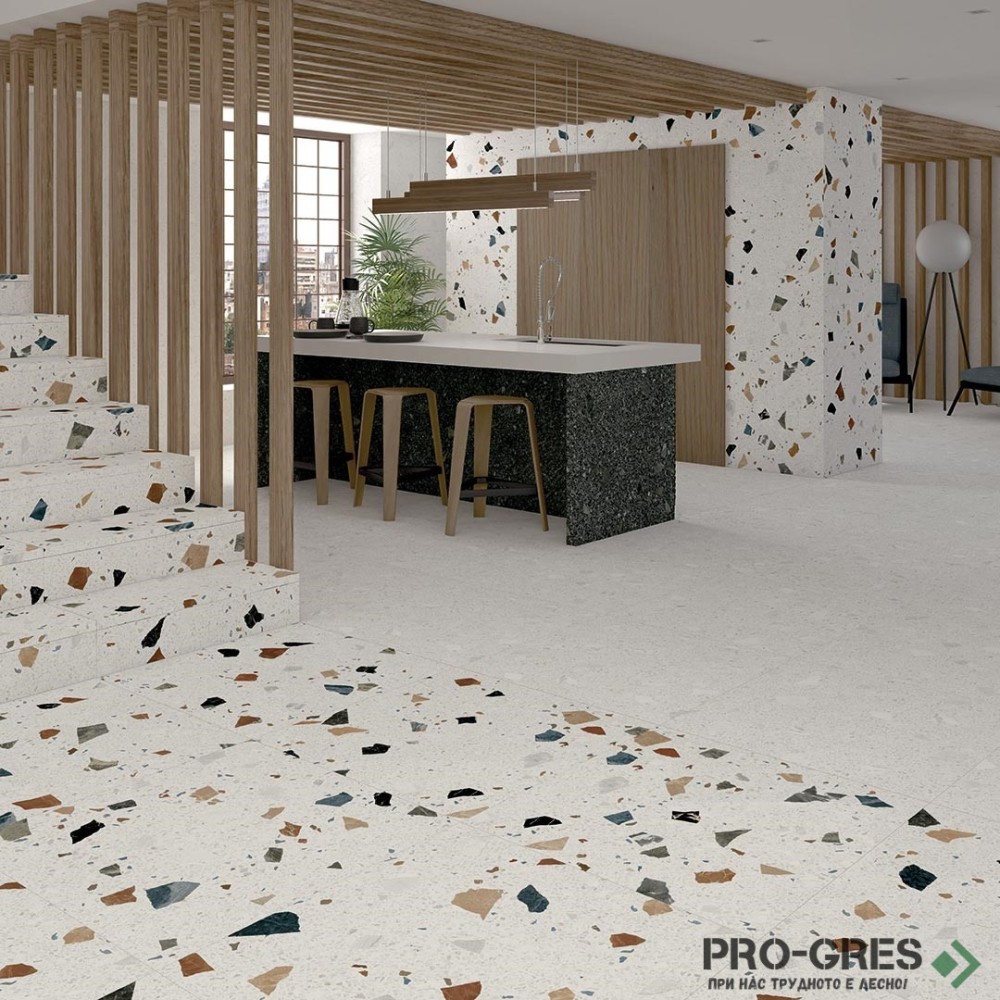 Гранитогрес Arcana тип Terrazzo Stracciatella R Nacar 80x80см