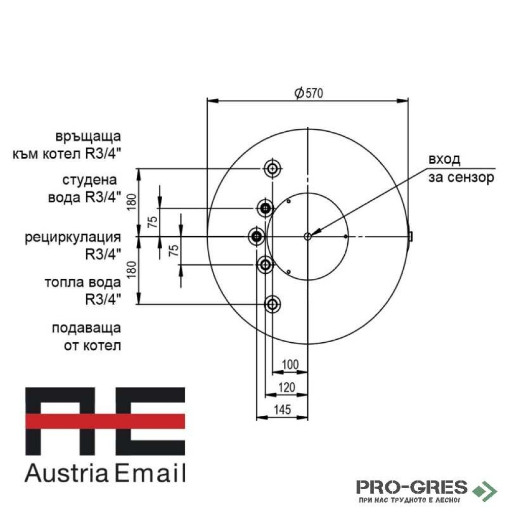 Подово стоящ бойлер с топлообменник GTS 150, Austria Email