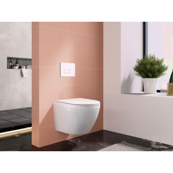 Окачена тоалетна без ръб,бял гланц 53.5см Becrisa Magenta Plus