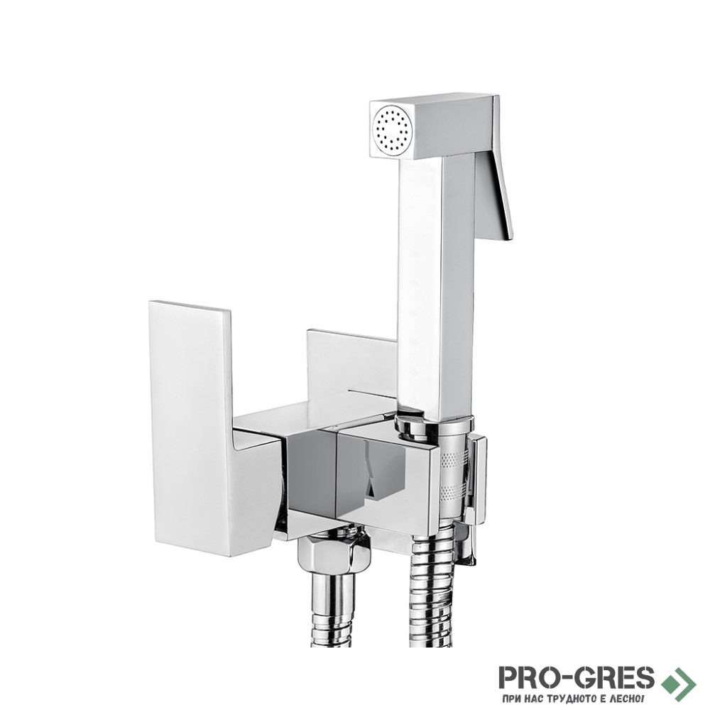 Промо комплект структура с хром бутон Grohe + конзолна чиния Becrisa Amarillo бяла+Хигиенен душ Ares хром