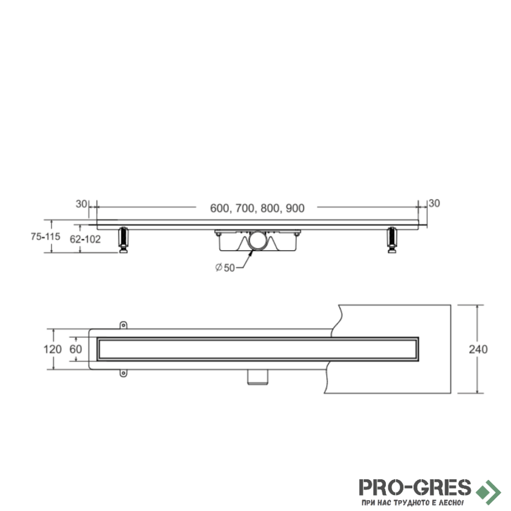 Лентов сифон 60 см Besco Virgo Gold Duo OL-60-VG