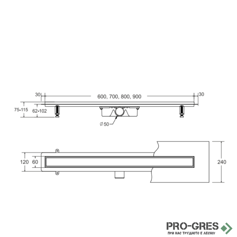 Лентов сифон 60 см Besco Virgo Gold Duo OL-60-VG