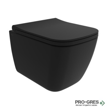 Конзолна тоалетна чиния с капак, 49х36 см, черен мат, Bocchi 1646 004 0129 - A0334 004
