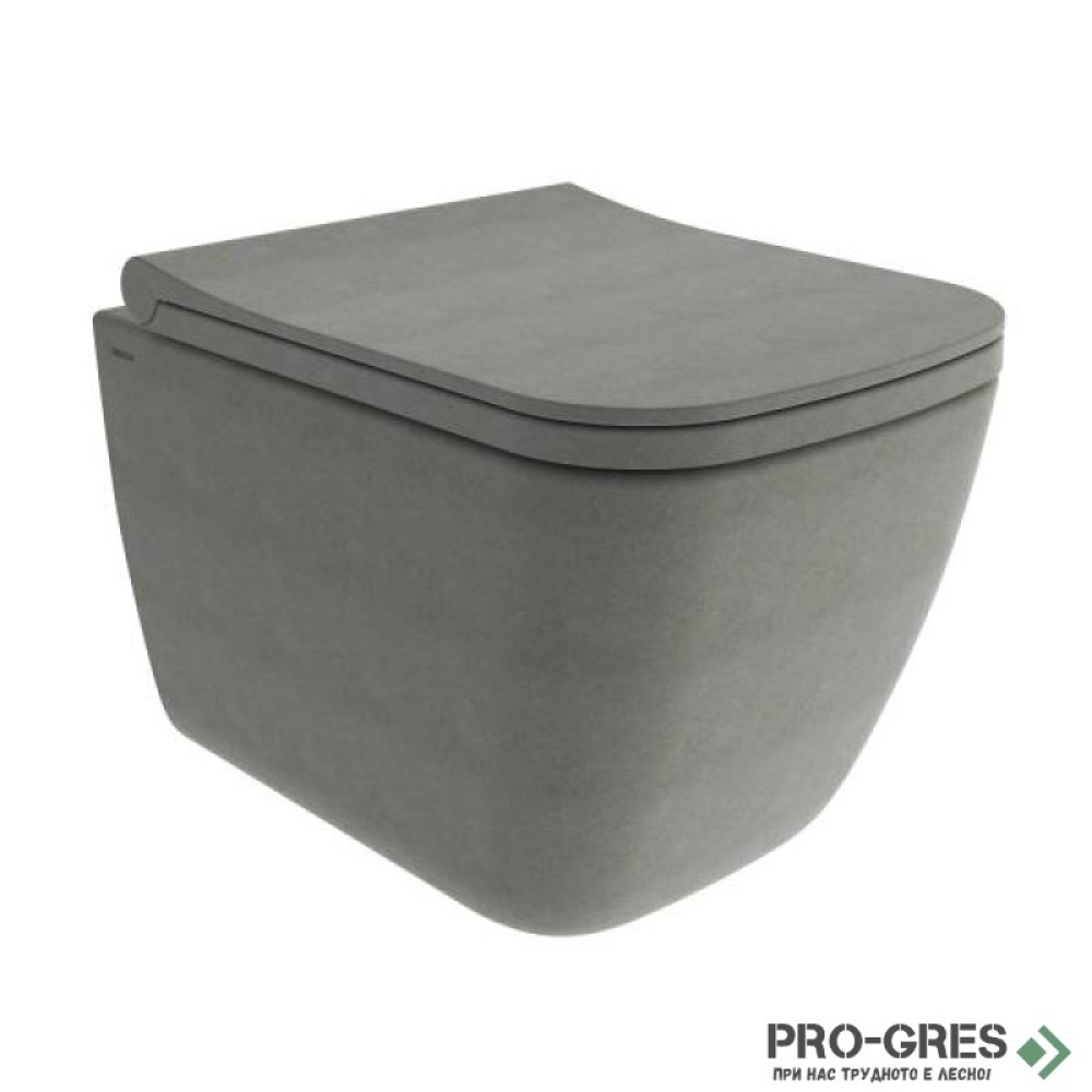 Конзолна тоалетна чиния с капак, 49х36см, бетон мат, Bocchi 1646 069 0129 - A0334 069