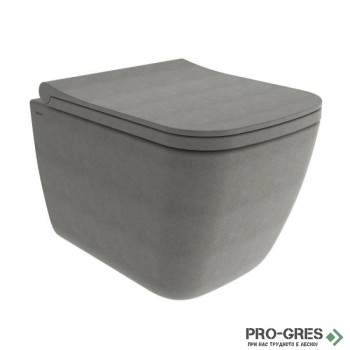 Конзолна тоалетна чиния с капак, 49х36см, бетон мат, Bocchi 1646 069 0129 - A0334 069