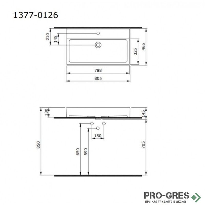 Мебелна мивка БЕЗ отвор за смесител 80см Bocchi Milano 1377 001 0125