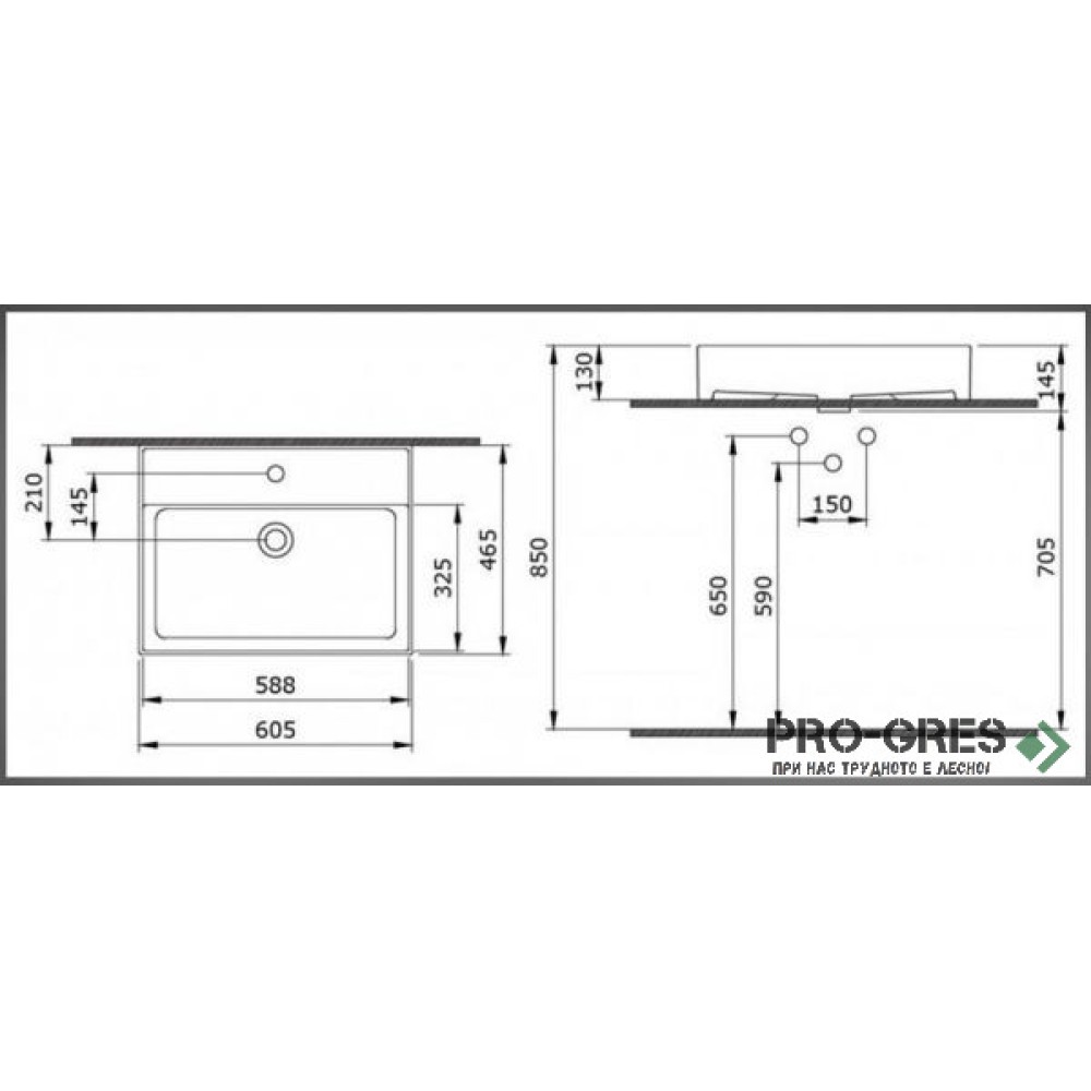 Стенна мивка за плот и мебел 60см Bocchi Milano 1376 032 0126