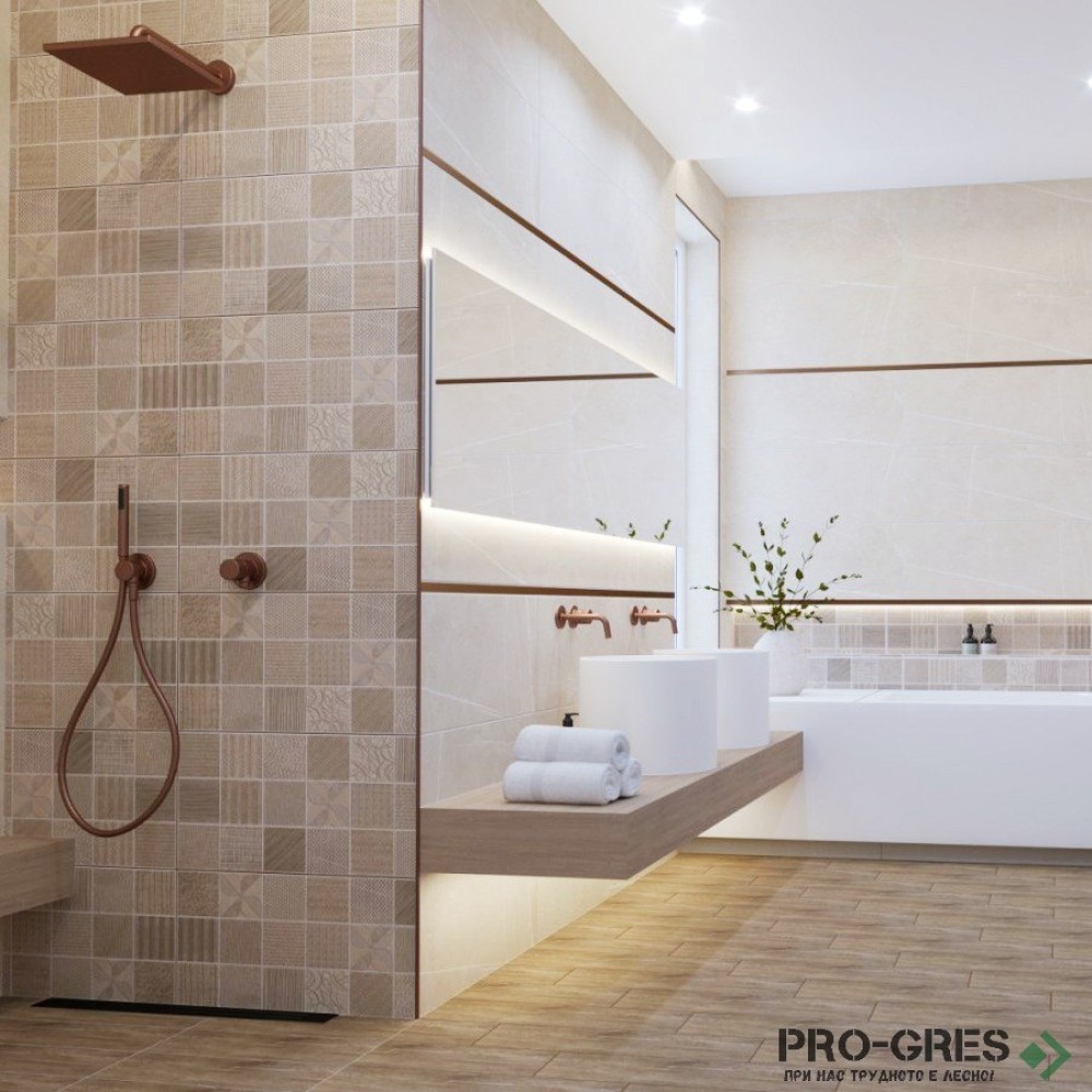 Плочки за баня Cerpa Calgary Beige 33×90 см Плочки за баня Cerpa Calgary Beige 33×90 см