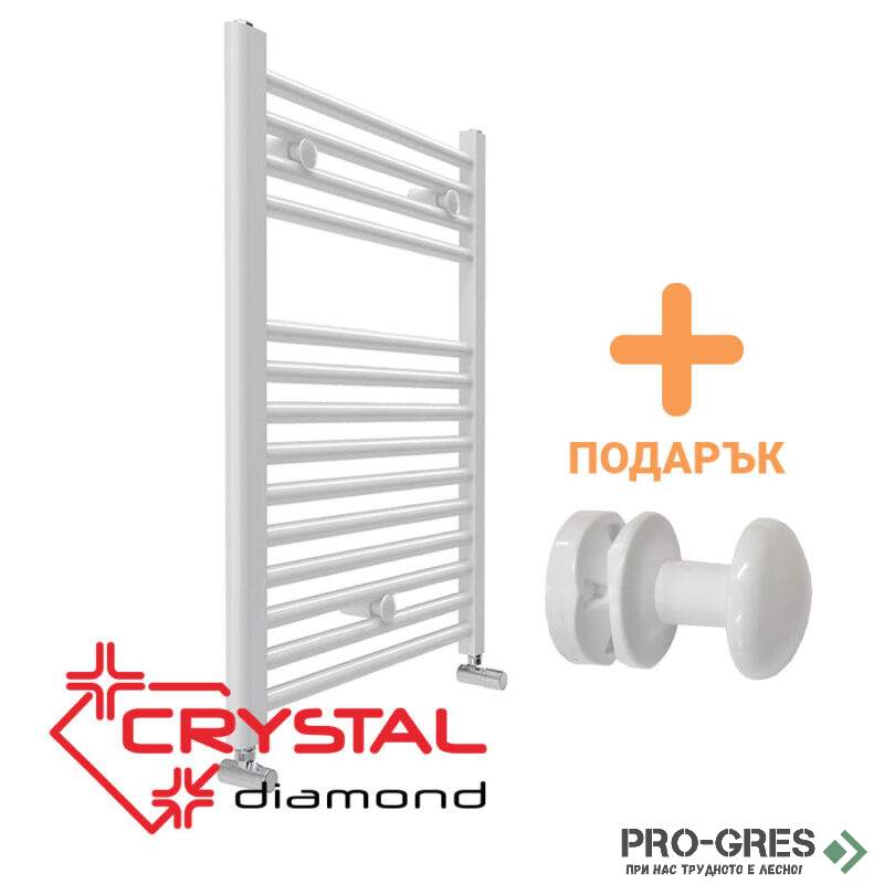 Лира  за баня Crystal DIAMOND STRAIGHT WHITE 301 W, бяла, 690×450 mm + ПОДАРЪК